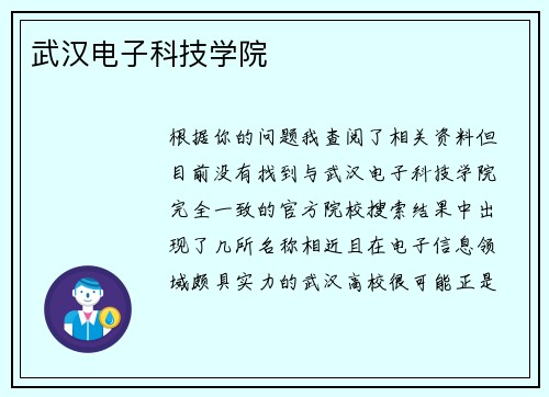 武汉电子科技学院
